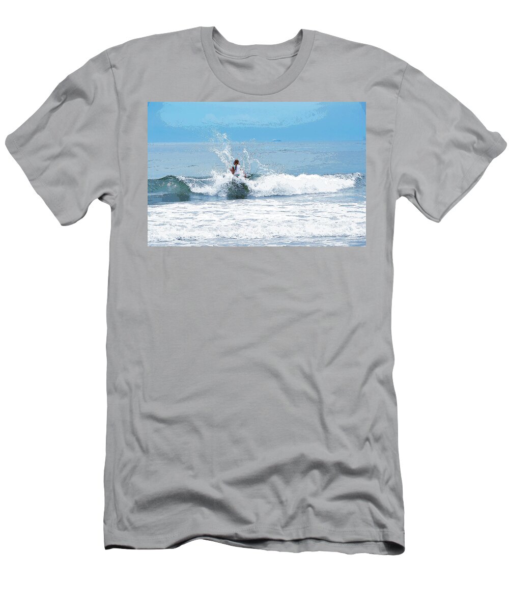 Blues T-Shirt featuring the photograph Through the Wave Blues #1 by Maureen E Ritter