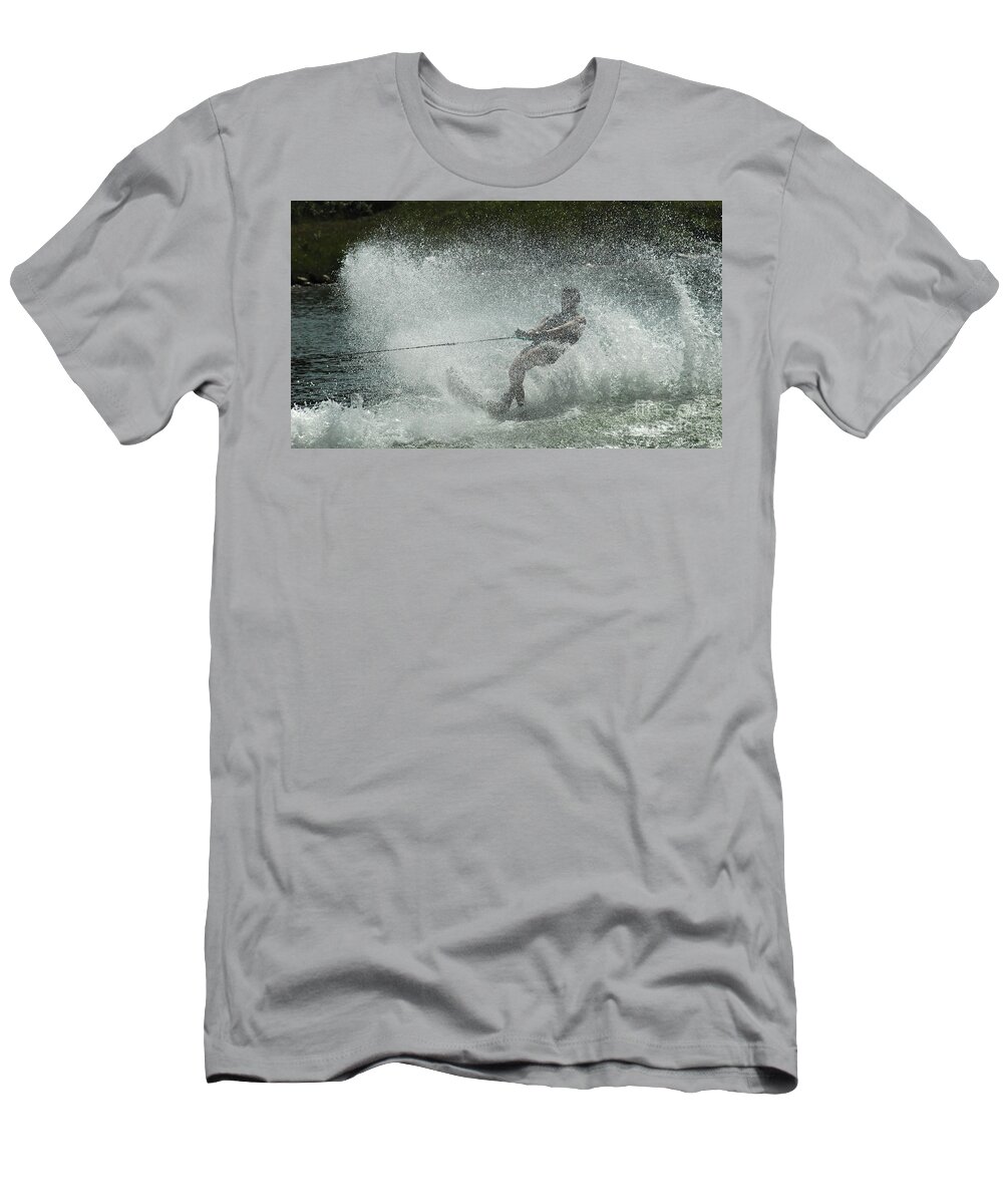 Water Skiing T-Shirt featuring the photograph Water Skiing Magic of Water 30 #1 by Bob Christopher