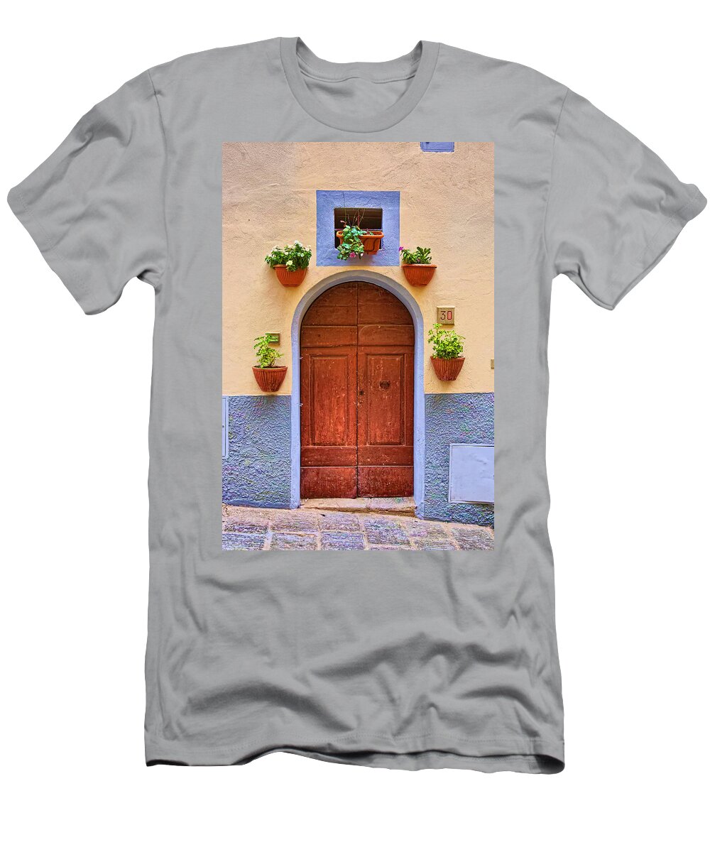 Colorful T-Shirt featuring the photograph A door in Monte Carlo Italy by Fred J Lord