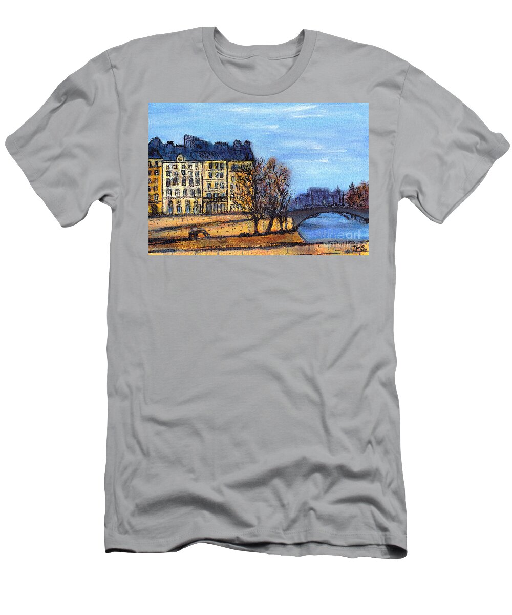 France T-Shirt featuring the painting A Glimpse of Paris No 3 by Jackie Sherwood