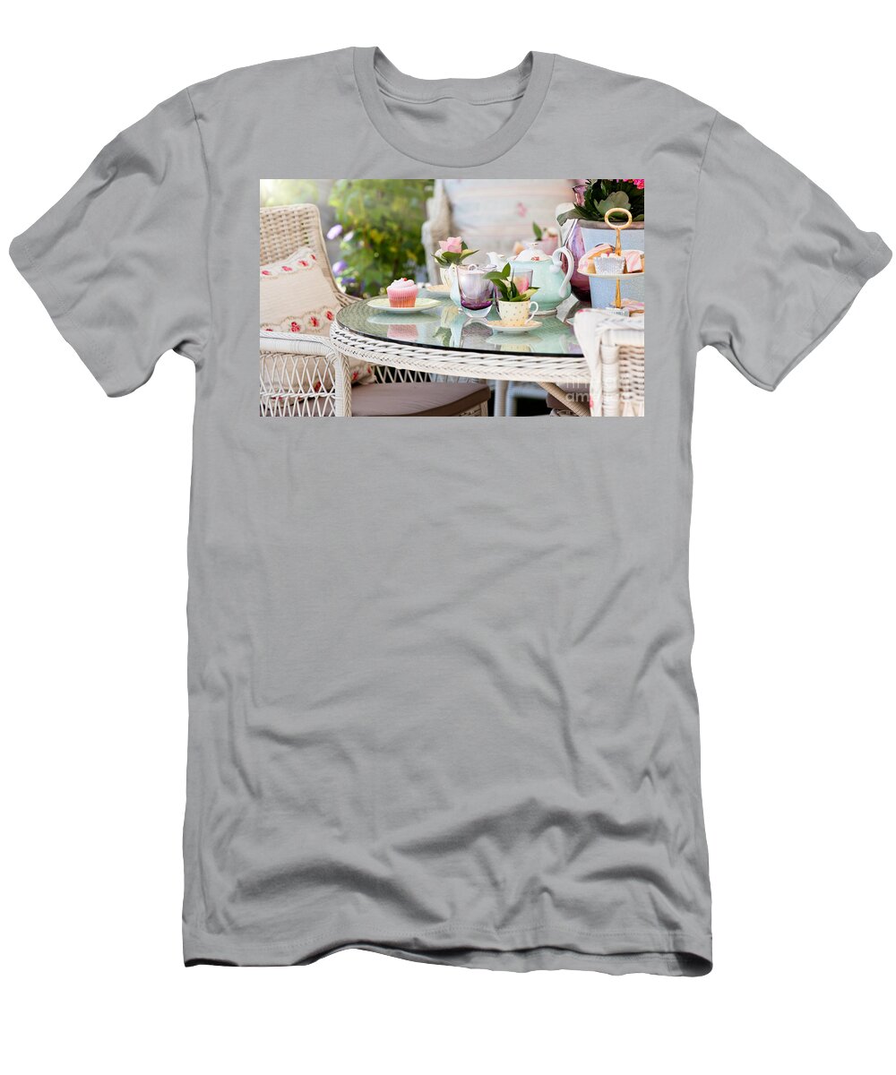 Dining T-Shirt featuring the photograph Afternoon tea and cakes by Simon Bratt