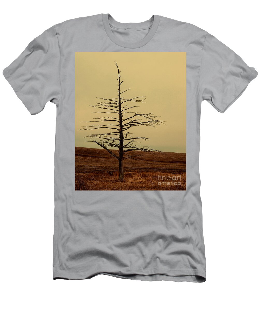 Tree T-Shirt featuring the photograph Alone On A Hill by Terry Doyle