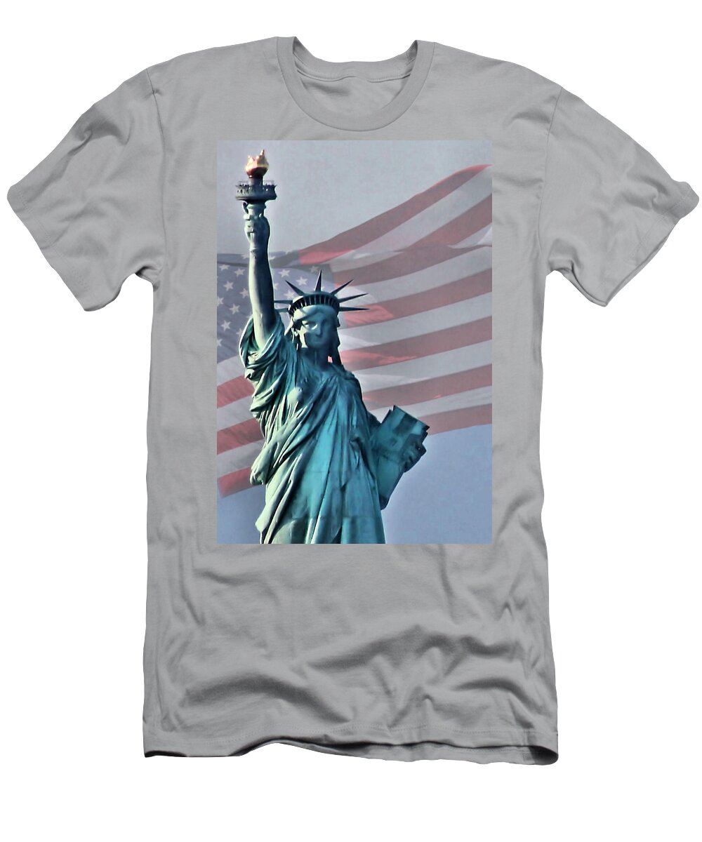 Statue Of Liberty T-Shirt featuring the photograph American Pride by Kristin Elmquist