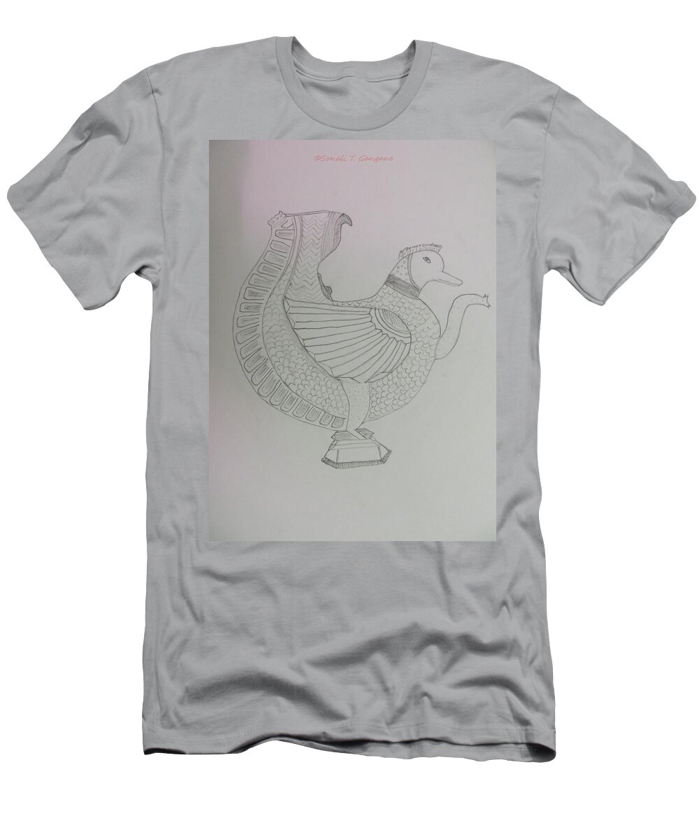 Bird Teapot T-Shirt featuring the painting Artistic Teapot by Sonali Gangane