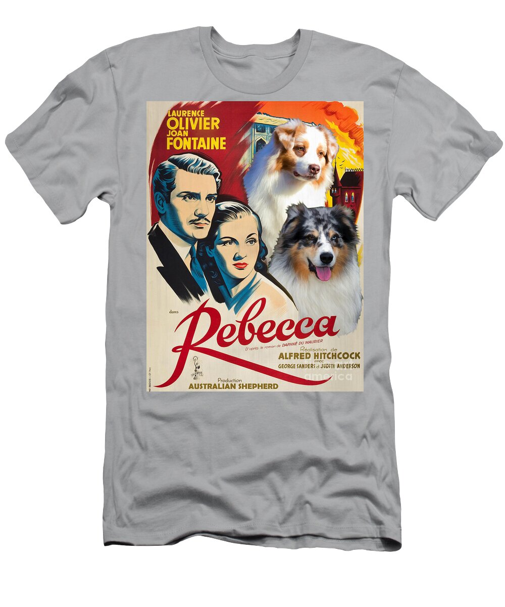 Dog T-Shirt featuring the painting Australian Shepherd Art - Rebecca Movie Poster by Sandra Sij