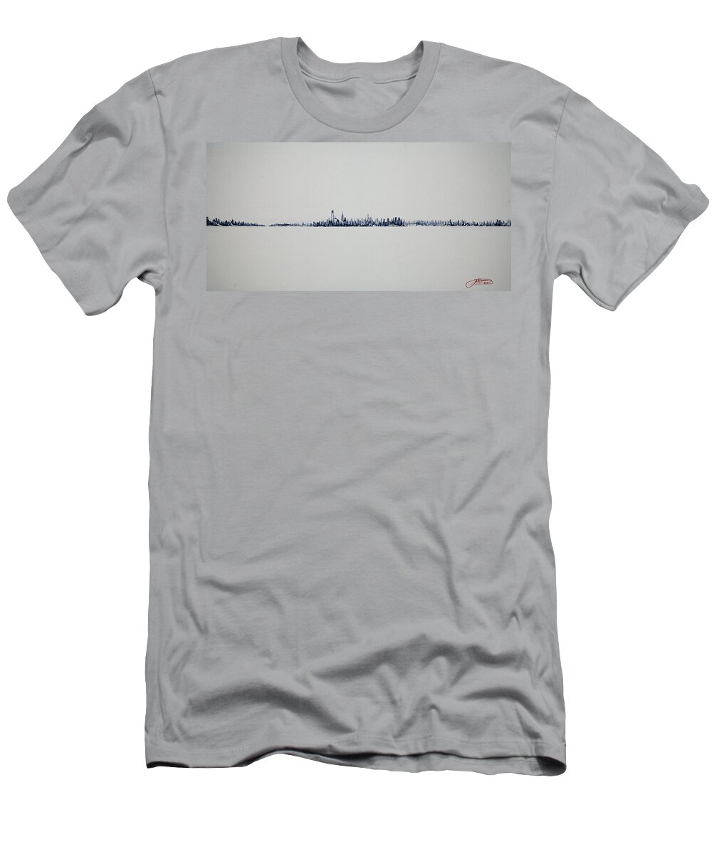 White T-Shirt featuring the painting Autum Skyline by Jack Diamond