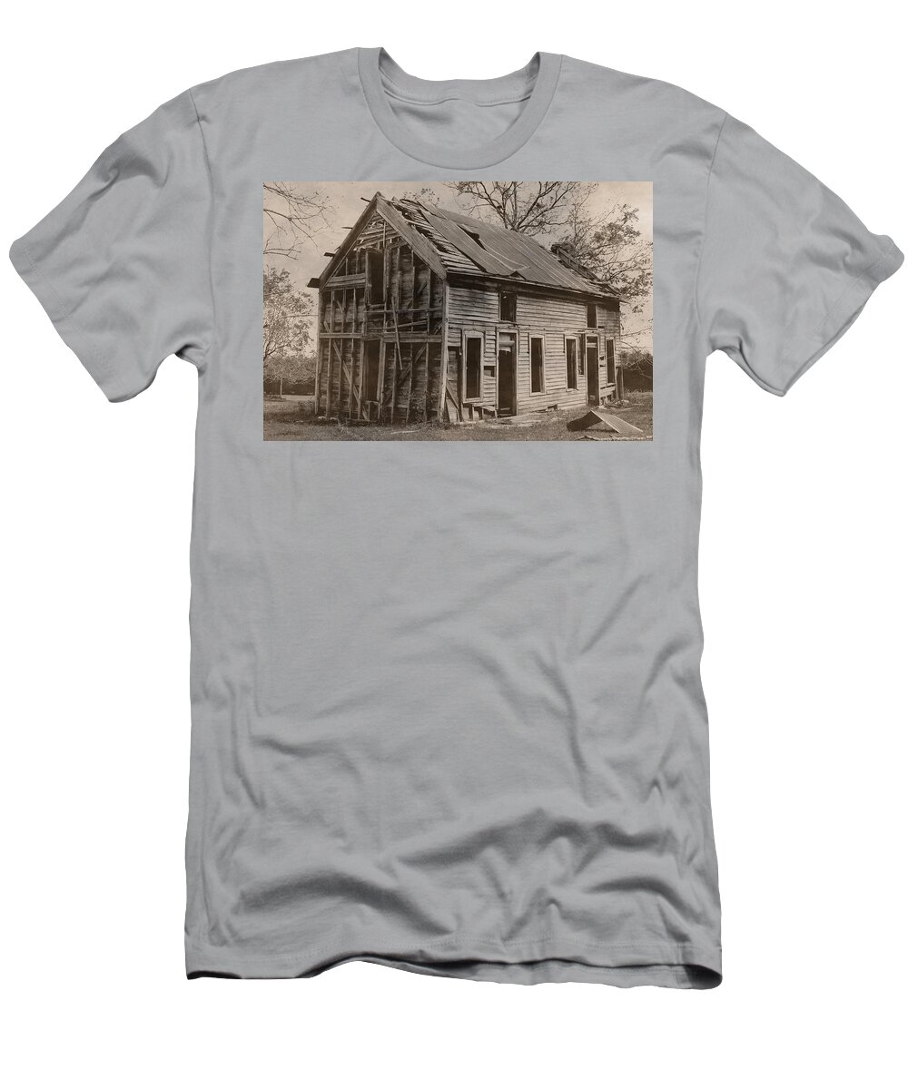 House T-Shirt featuring the photograph Battered And Leaning by Betty Northcutt