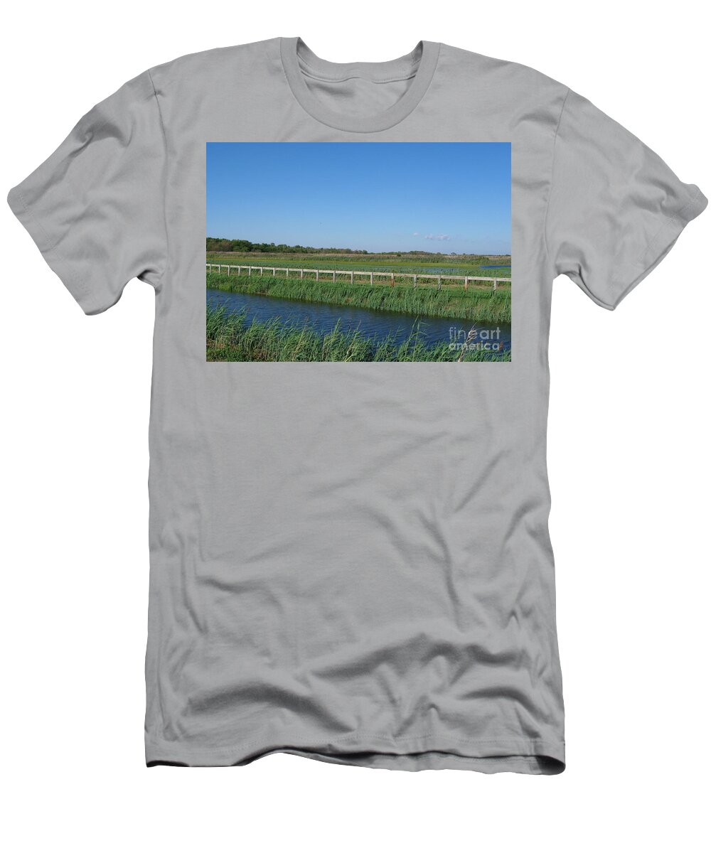 Marsh T-Shirt featuring the photograph Bike Path in the Meadows by Nancy Patterson
