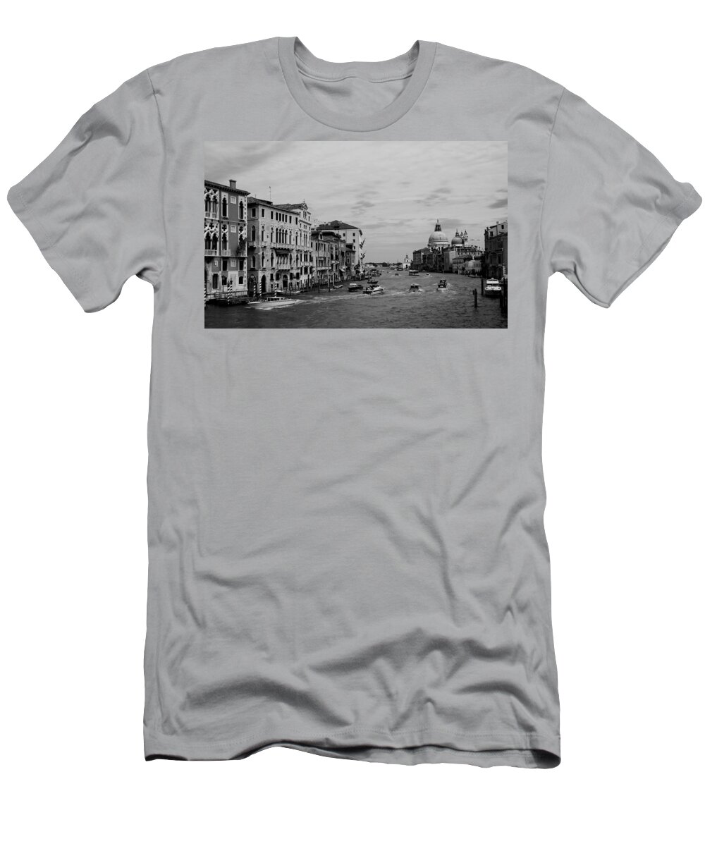 Venice T-Shirt featuring the photograph Black and White Venice 3 by Andrew Fare