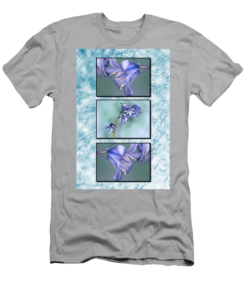 Bluebells Triptych T-Shirt featuring the photograph Bluebell Triptych by Steve Purnell