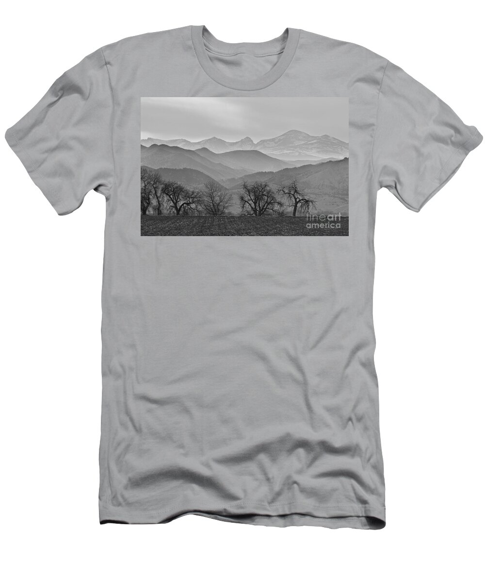 Boulder T-Shirt featuring the photograph Boulder County Layers BW by James BO Insogna