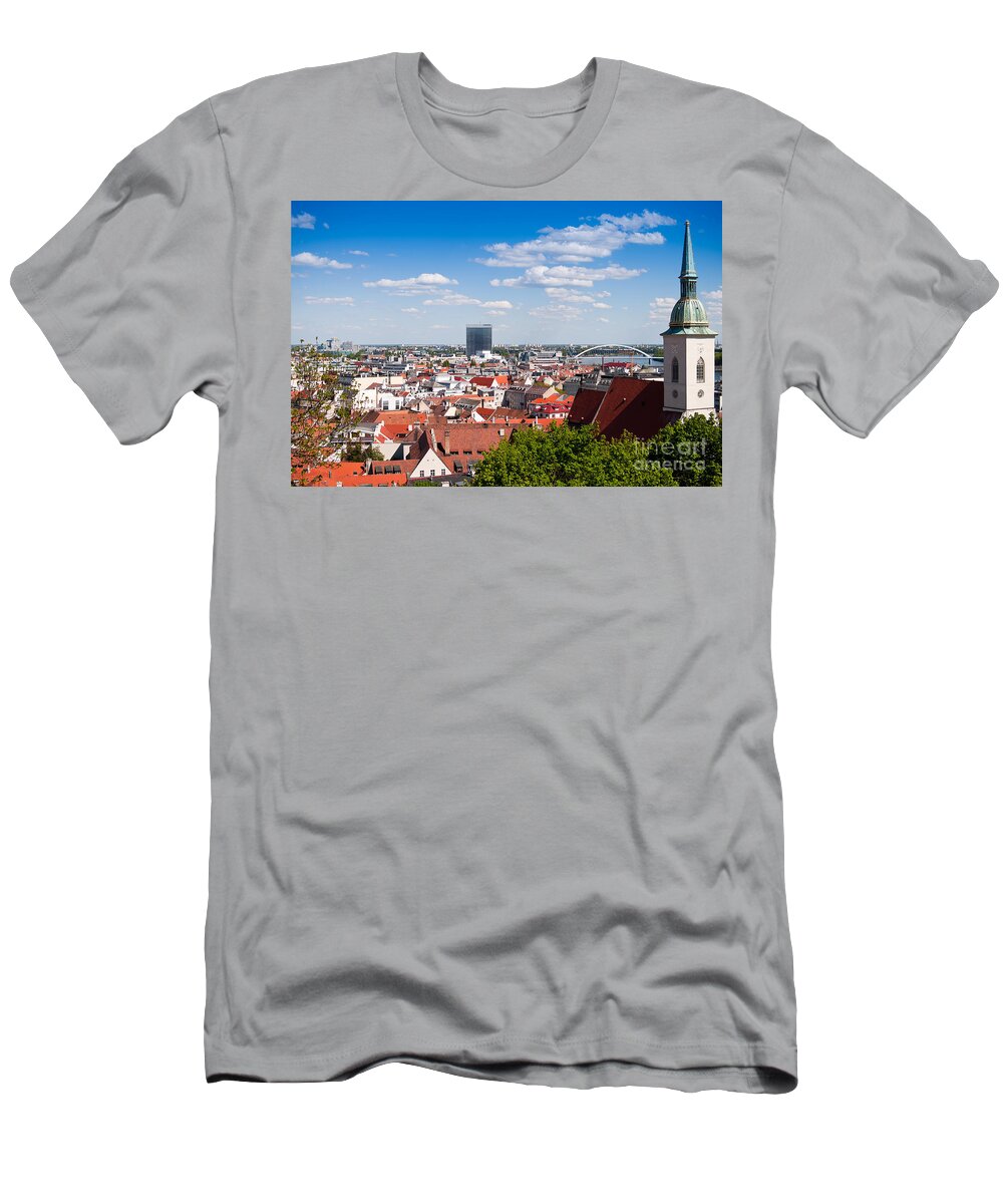 Bratislava T-Shirt featuring the photograph Bratislava Roofs by Les Palenik