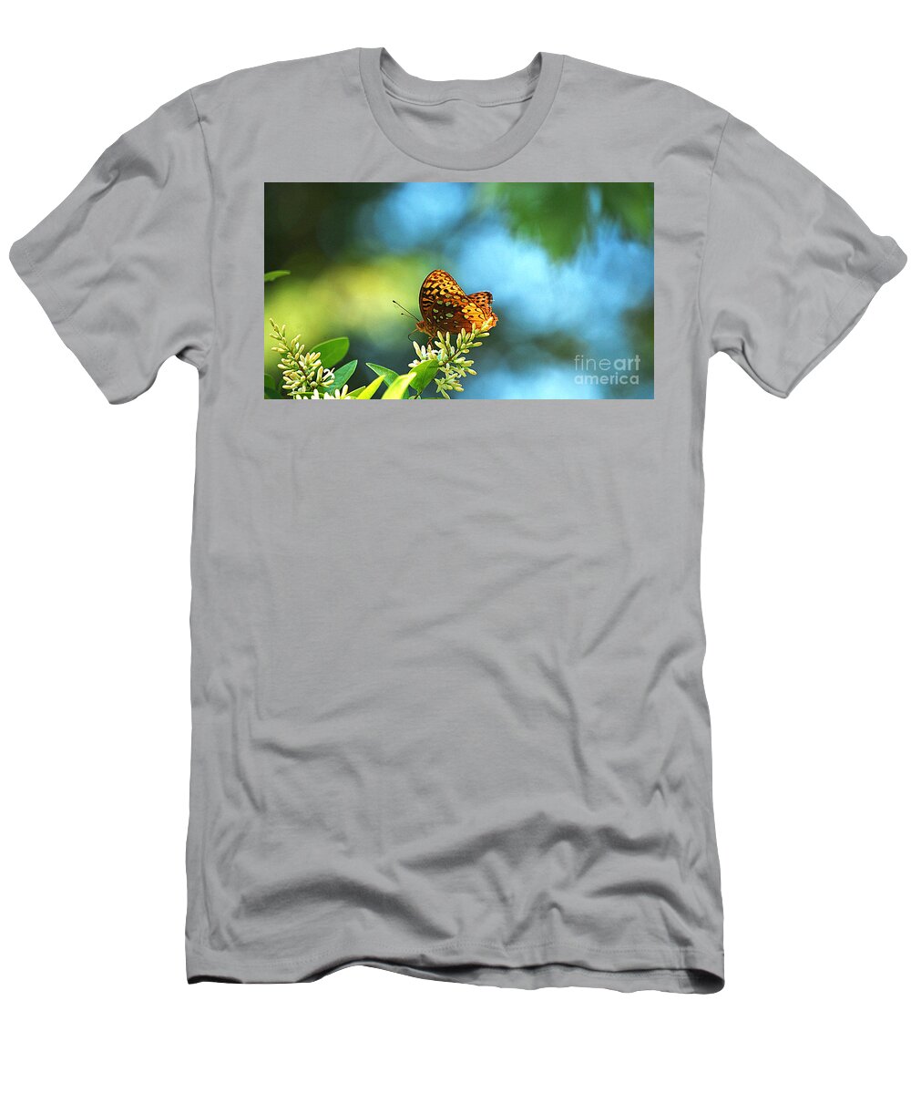 Landscape T-Shirt featuring the photograph Brown Spotted Butterfly by Peggy Franz