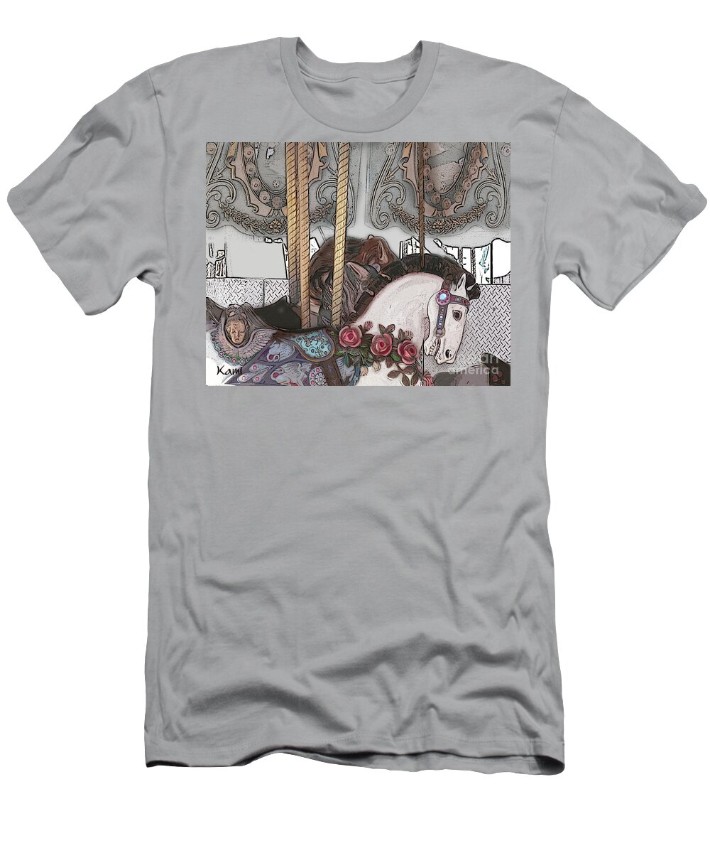 Horse T-Shirt featuring the painting Carousel by Kami Catherman