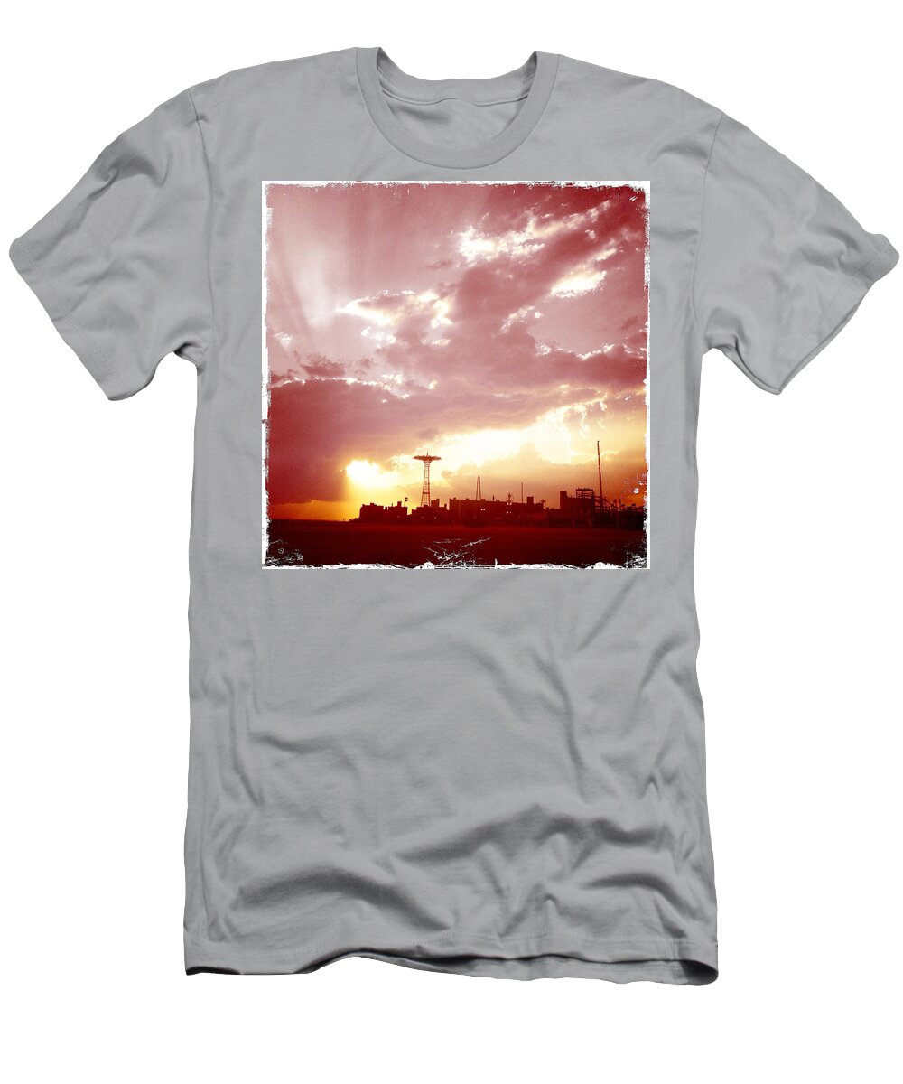 Coney Island T-Shirt featuring the photograph Coney Island Sunset by Frank Winters