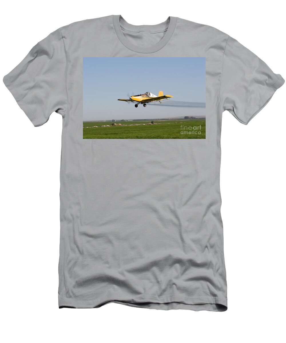 Plane T-Shirt featuring the photograph Crop Duster Flying Over Farm by Cindy Singleton