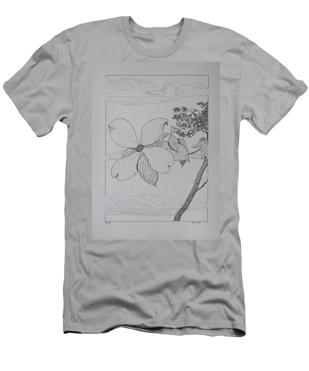 Dogwood T-Shirt featuring the drawing Dogwood by Daniel Reed