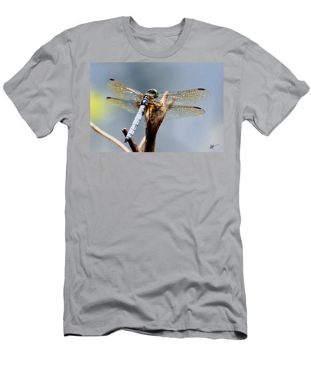 T-Shirt featuring the photograph Dragonfly Perched by Mark Valentine