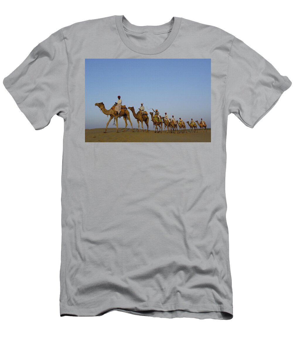 Mp T-Shirt featuring the photograph Dromedary Camelus Dromedaries Group by Pete Oxford