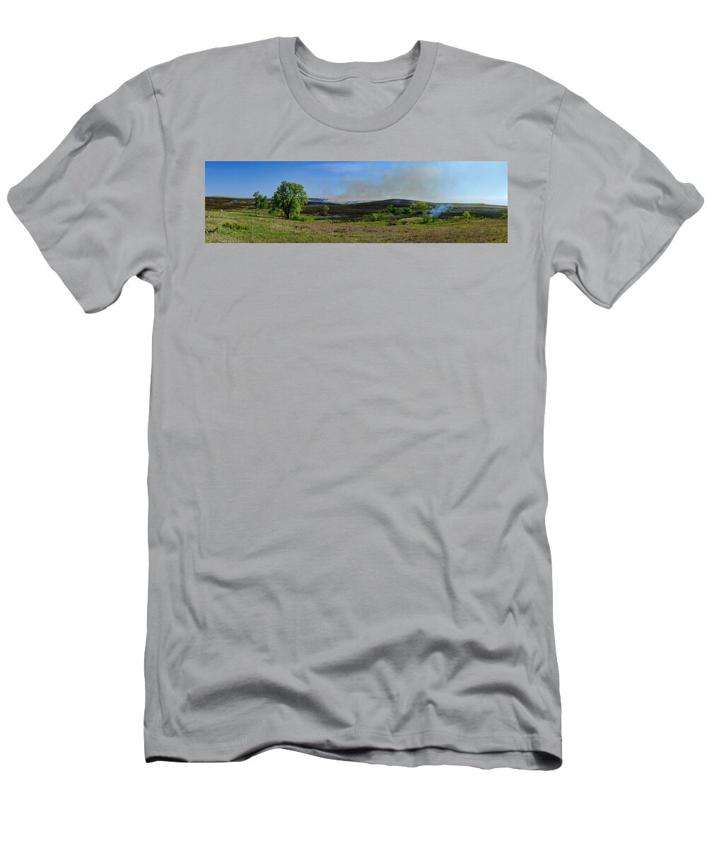 Burn T-Shirt featuring the photograph Flint Hills Controlled Burn by Alan Hutchins