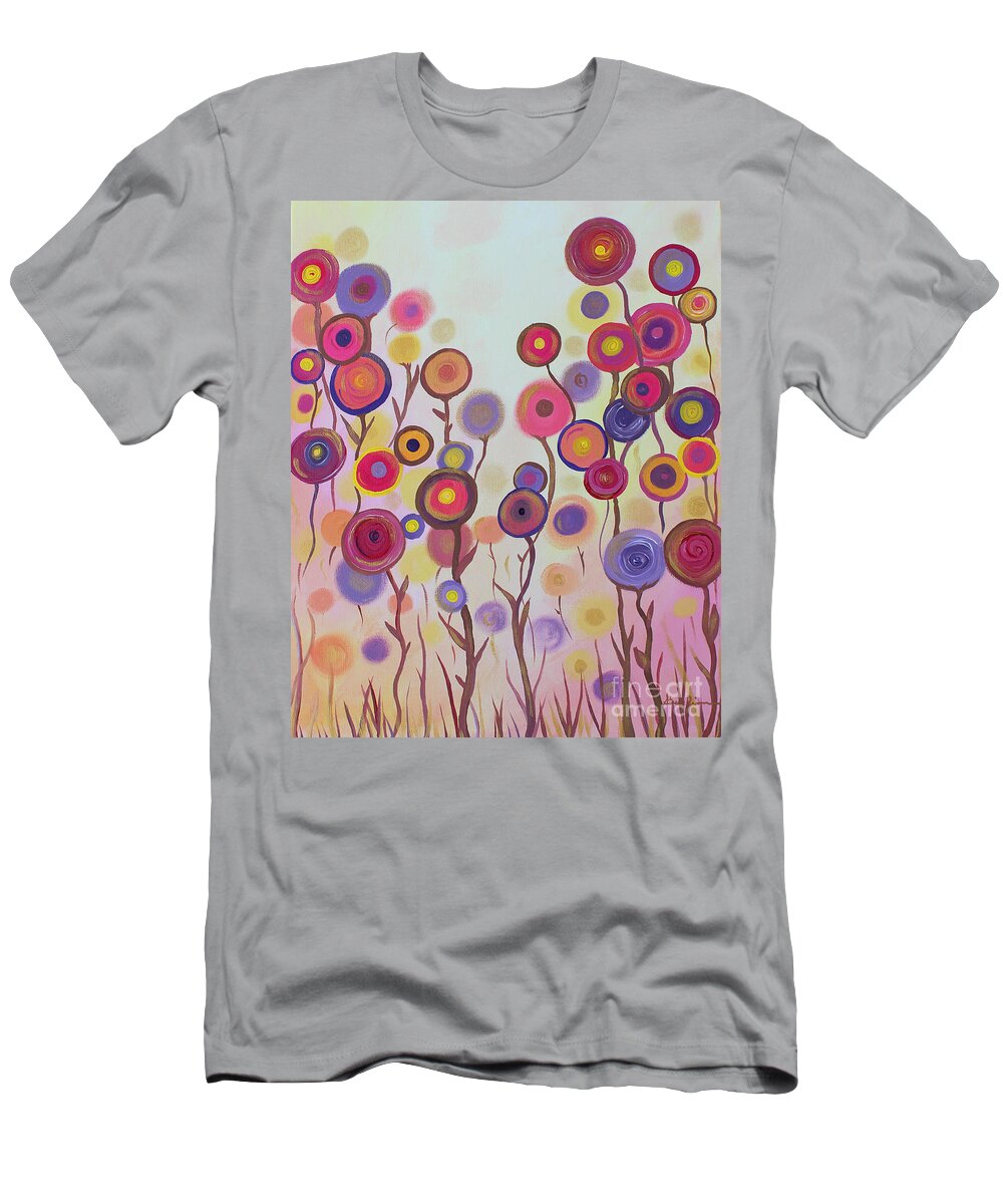 Floral T-Shirt featuring the painting Floral Jewels by Stacey Zimmerman