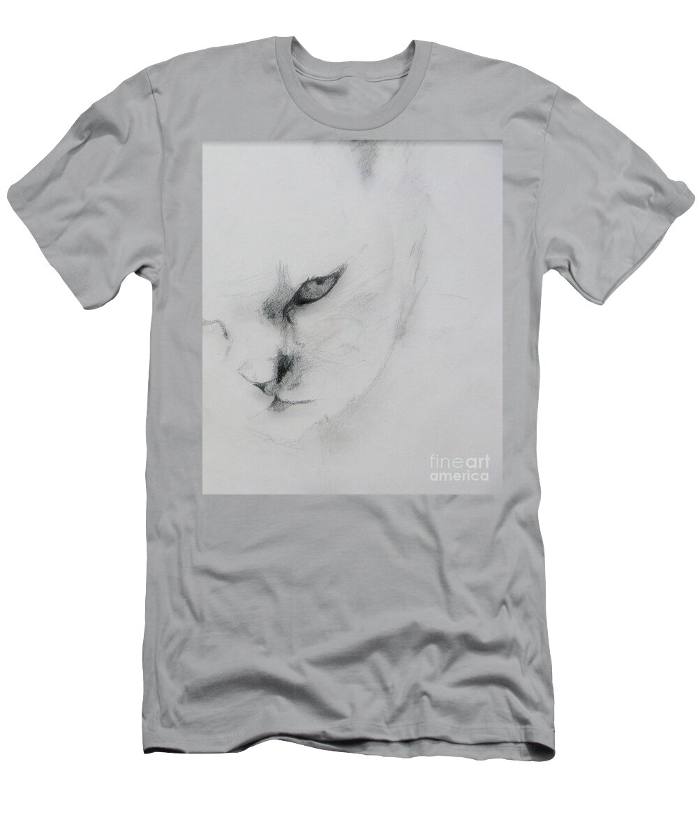 Cat T-Shirt featuring the drawing Ghost Cat by Rory Siegel