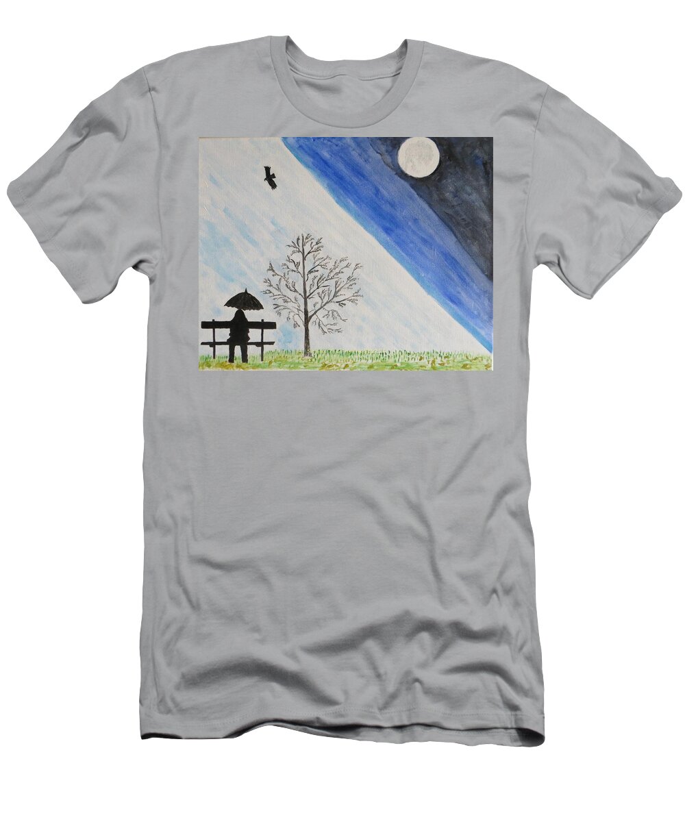 Girl T-Shirt featuring the painting Girl with a Umbrella by Sonali Gangane