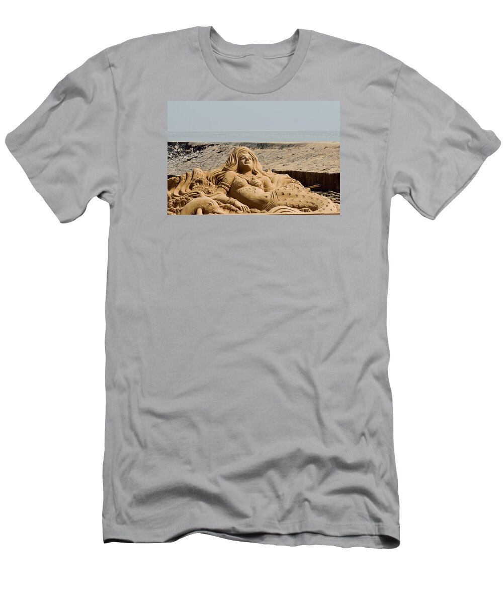 Beach T-Shirt featuring the photograph The Little Mermaid by the Sea by Fotosas Photography