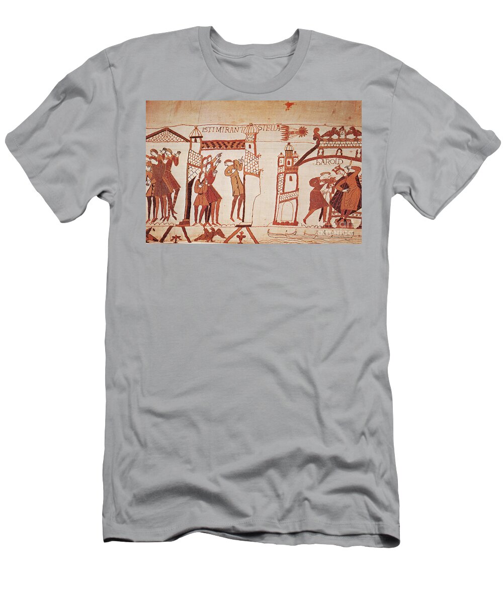Halley's Comet T-Shirt featuring the photograph Halleys Comet, Bayeux Tapestry by Photo Researchers