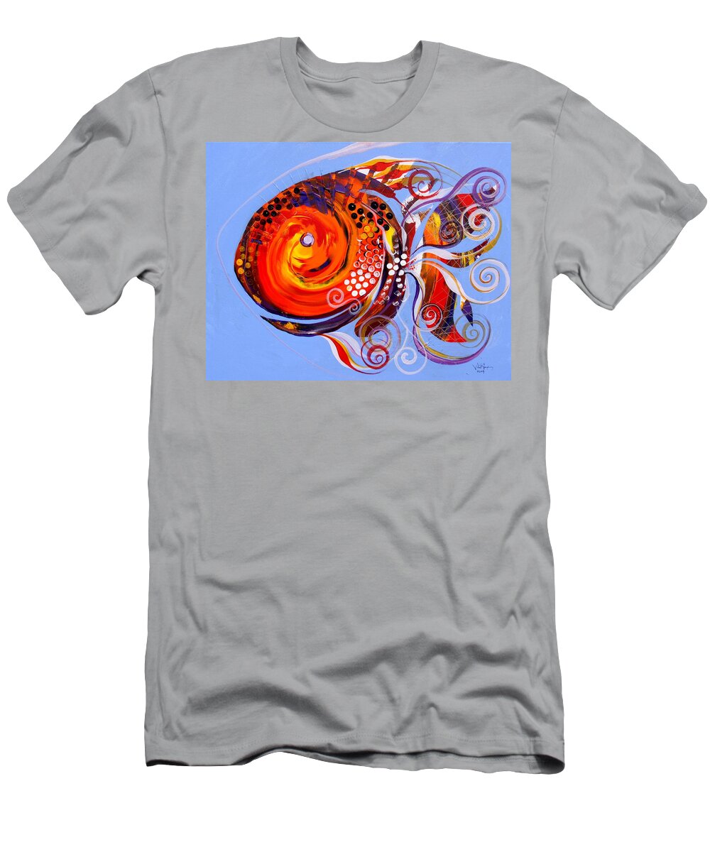 Fish Paintings T-Shirt featuring the painting Happy Rainbow Fish by J Vincent Scarpace