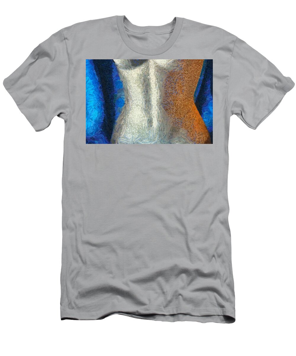 Female T-Shirt featuring the mixed media Her Figure 1 by Angelina Tamez