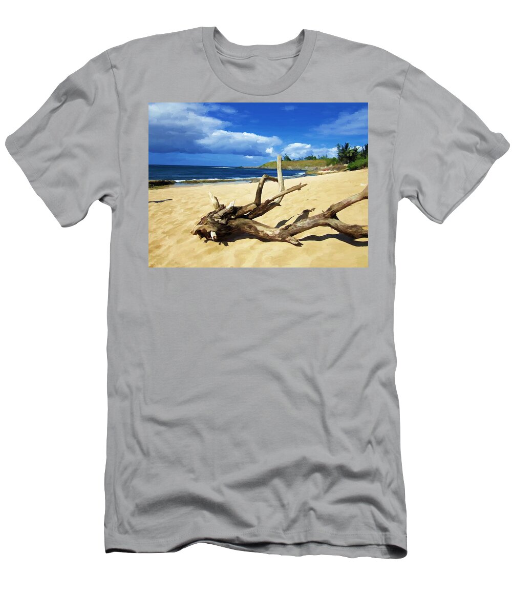 Maui T-Shirt featuring the mixed media Hookipa Bay by Snake Jagger