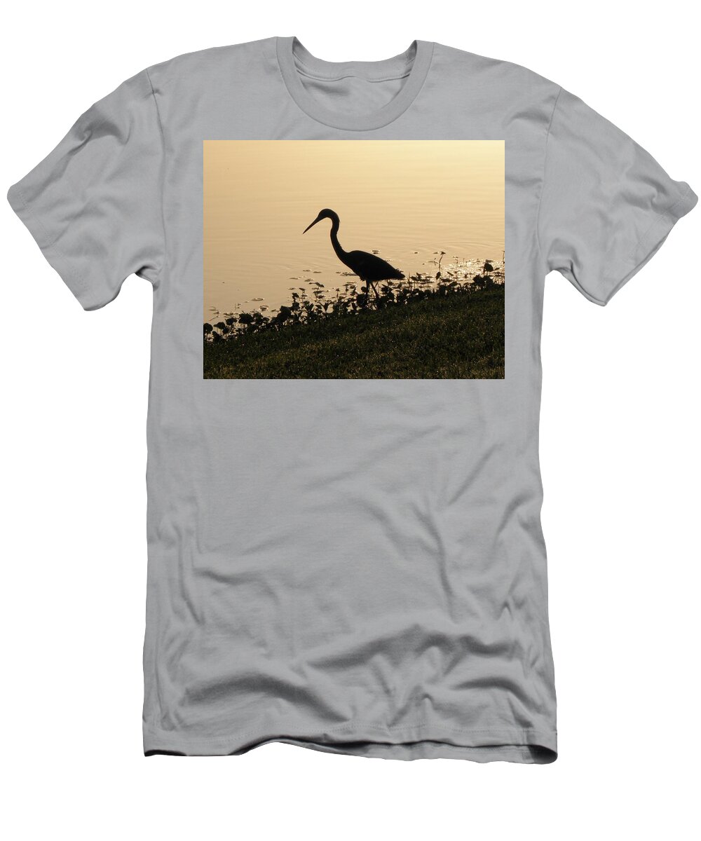 Crane T-Shirt featuring the photograph Hunting At Sunset by Kim Galluzzo Wozniak