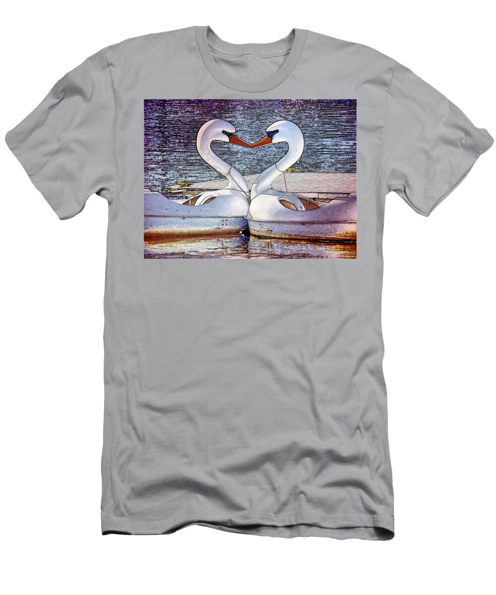 Swan Boats River Kissing T-Shirt featuring the photograph Kissing Swans by Alice Gipson