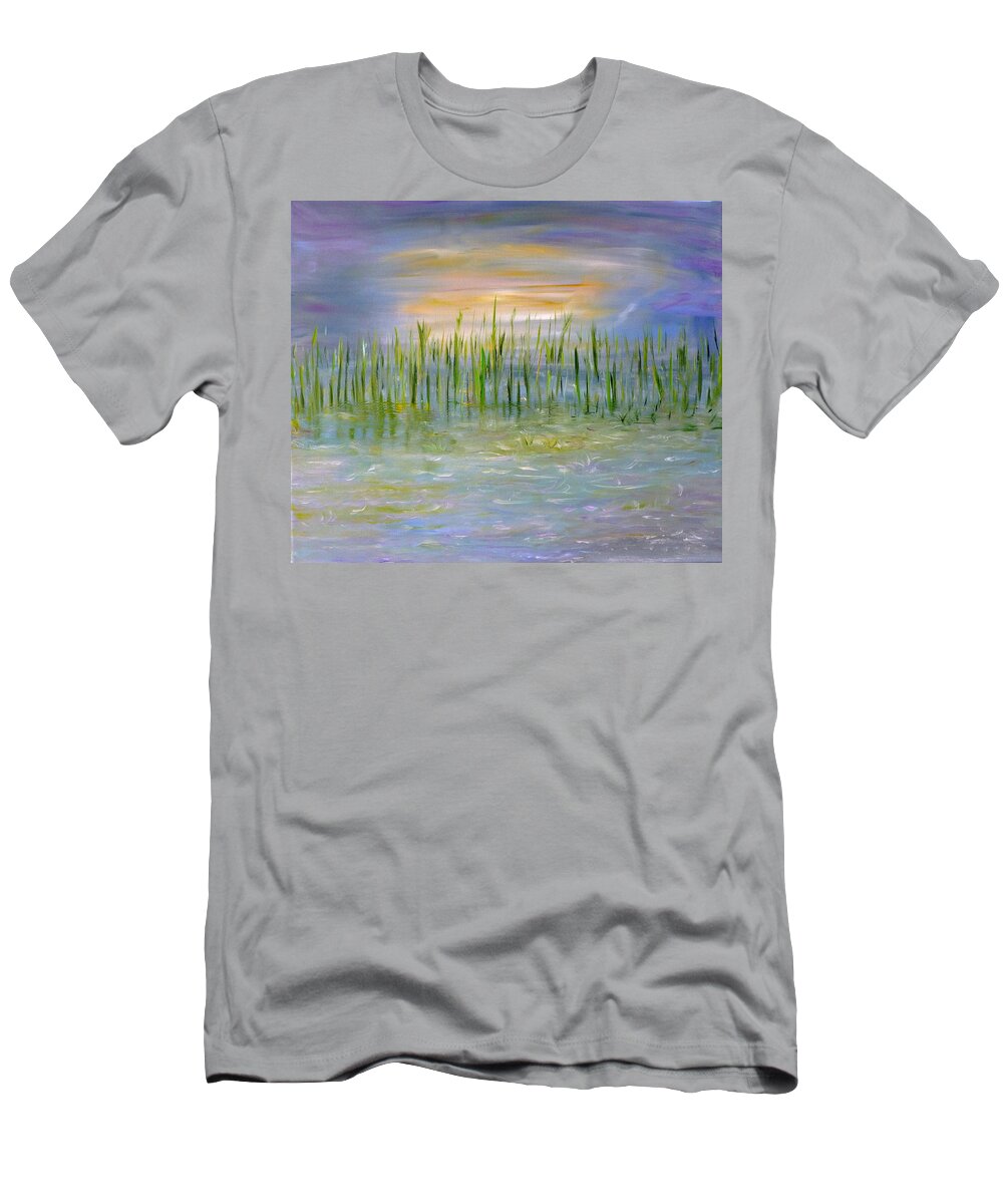 Inspirational T-Shirt featuring the painting Knowing by Sara Credito