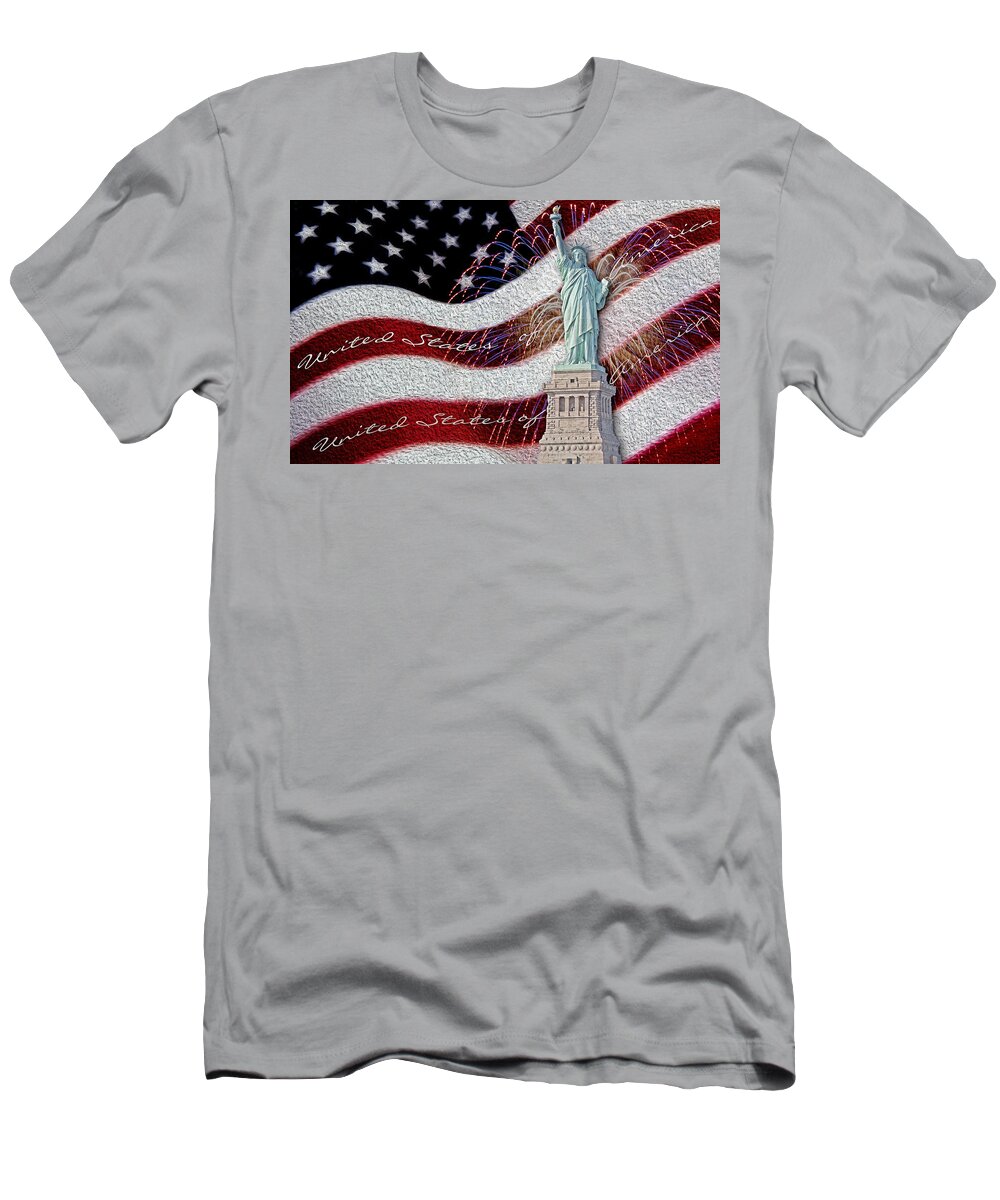 Lady Liberty T-Shirt featuring the photograph Lady Liberty by Susan Candelario