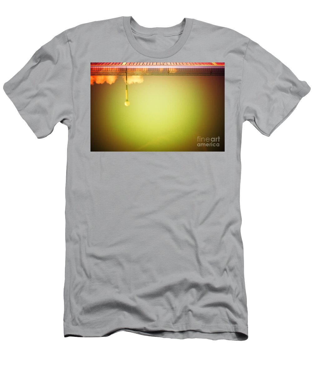 Abstract T-Shirt featuring the photograph Lamp and clouds in a swimming pool by Silvia Ganora