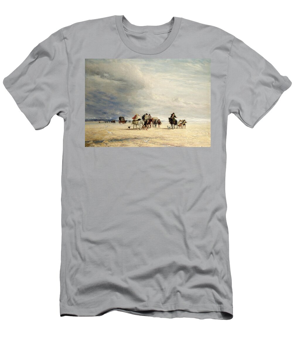 Lancaster Sands T-Shirt featuring the painting Lancaster Sands by David Cox