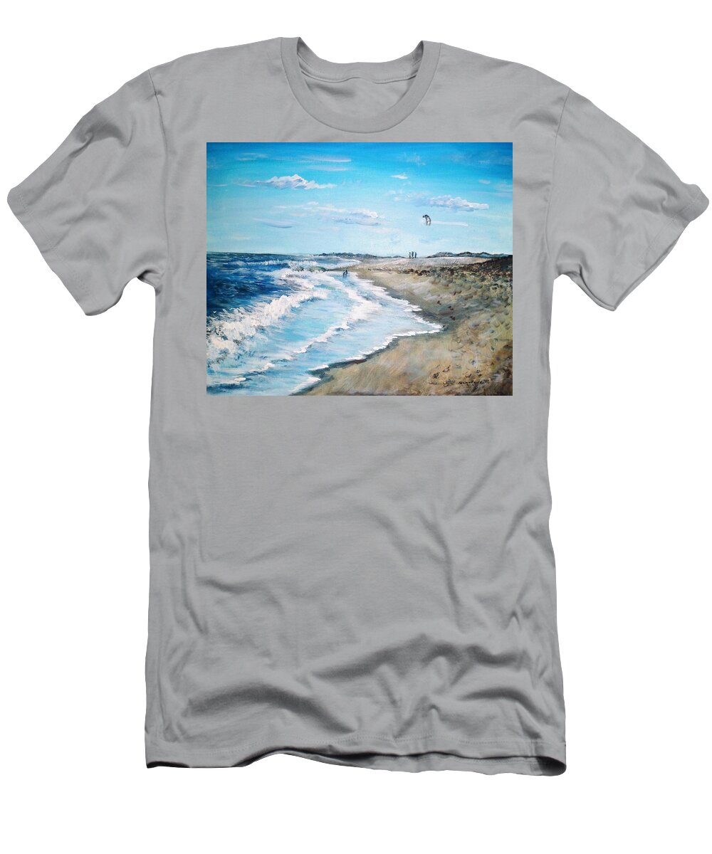 Beach T-Shirt featuring the painting Lets Go Fly A Kite by Shana Rowe Jackson