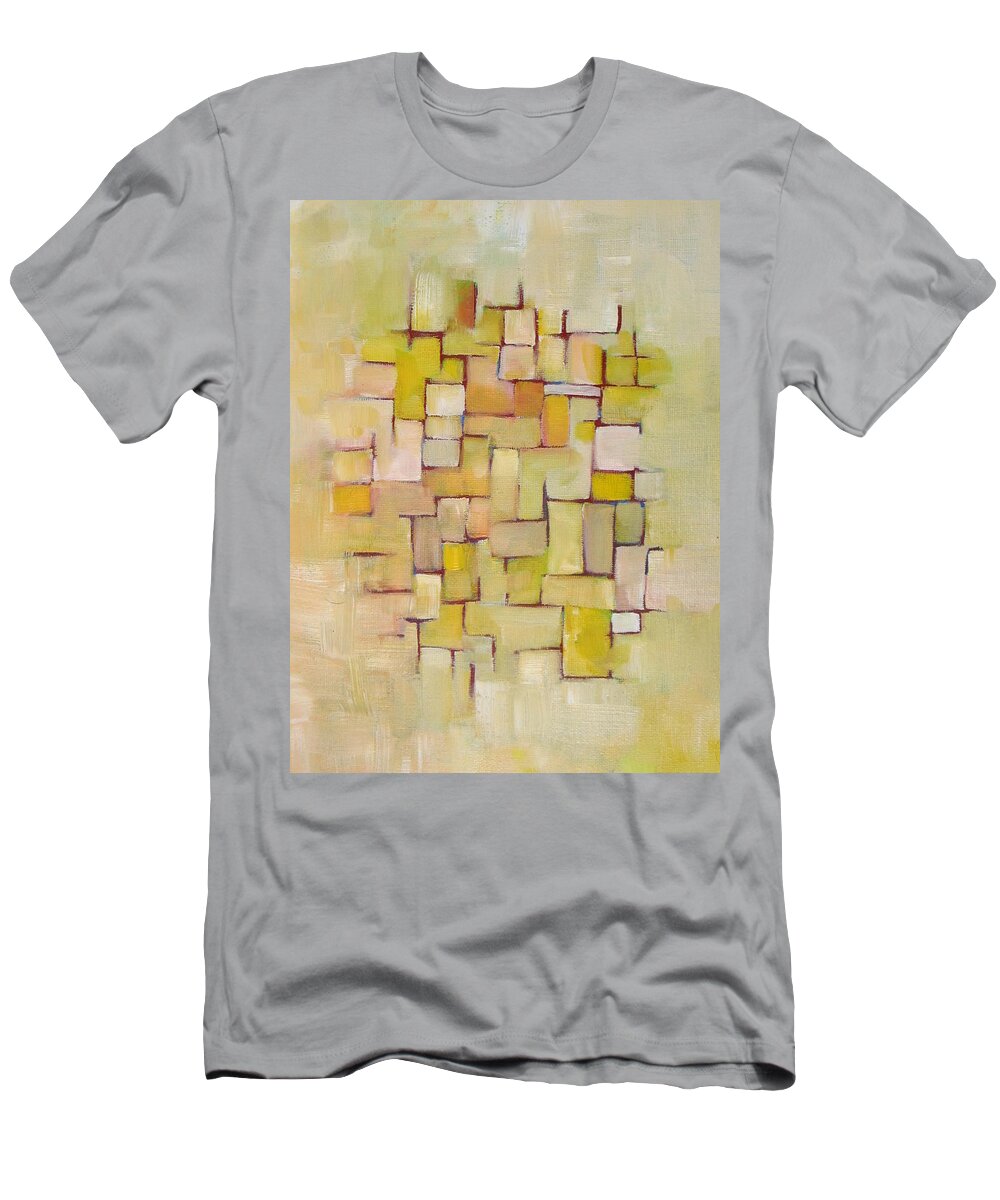 Abstract T-Shirt featuring the painting Line Series Yellow basket weave by Patricia Cleasby