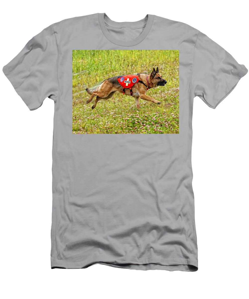 Dog T-Shirt featuring the photograph Loki to the rescue by Fred J Lord
