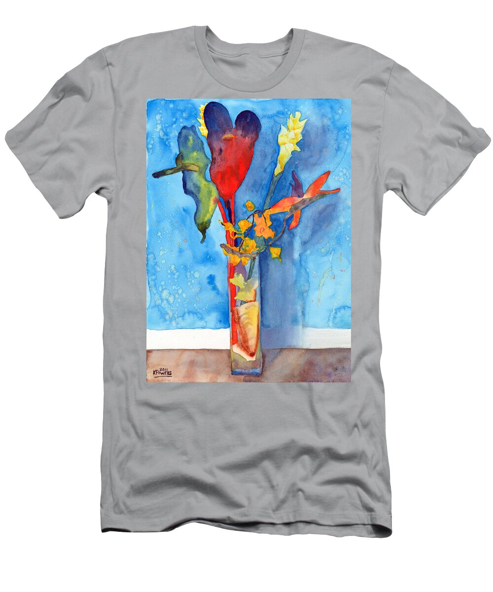 Floral T-Shirt featuring the painting Loose Arrangement by Ken Powers