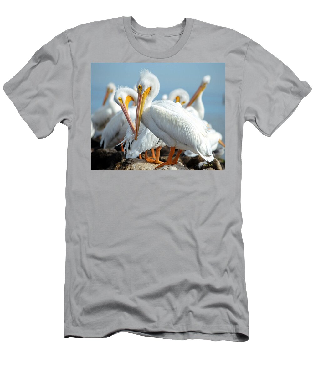 Pelicans T-Shirt featuring the photograph Love is in the air... by Maria Nesbit