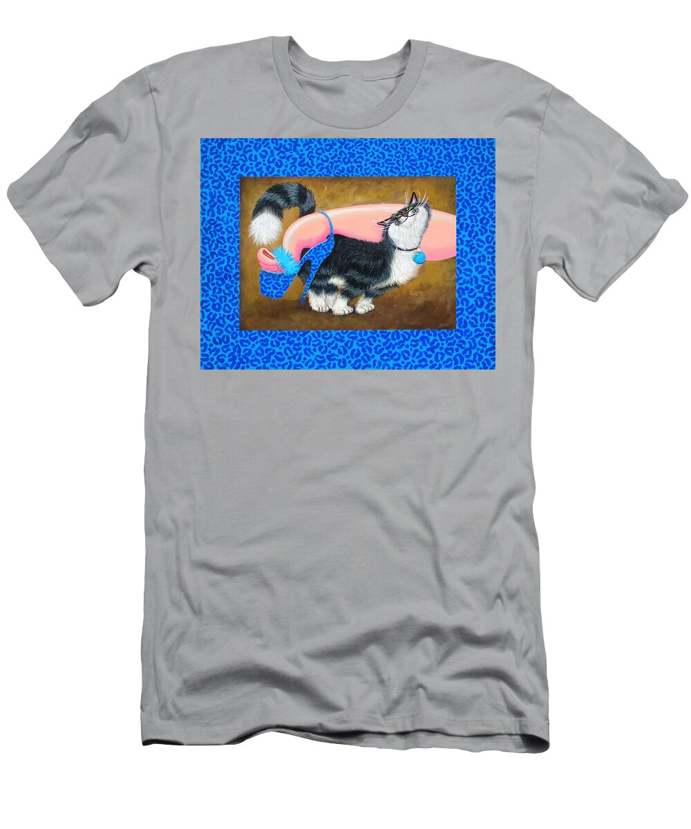 Cat T-Shirt featuring the painting Love Pump Blue by Baron Dixon