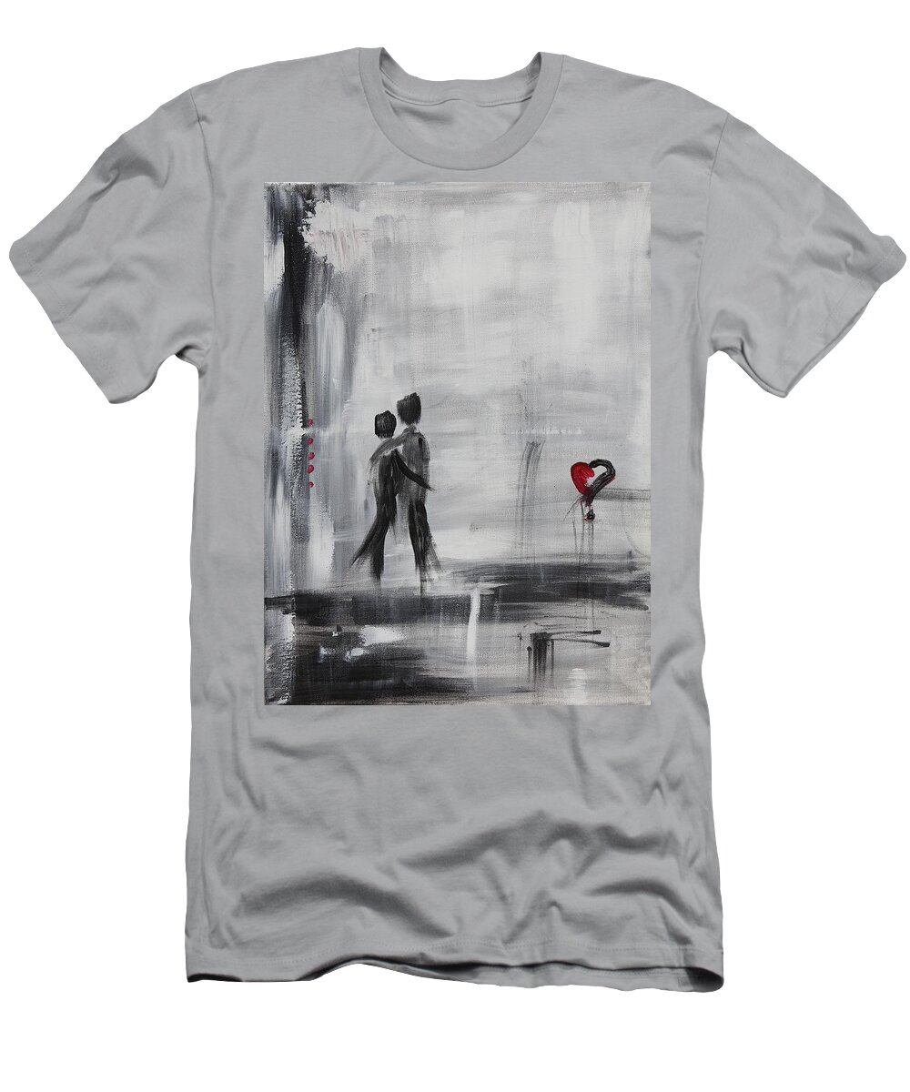 Love T-Shirt featuring the painting Love Story 1 by Sladjana Lazarevic