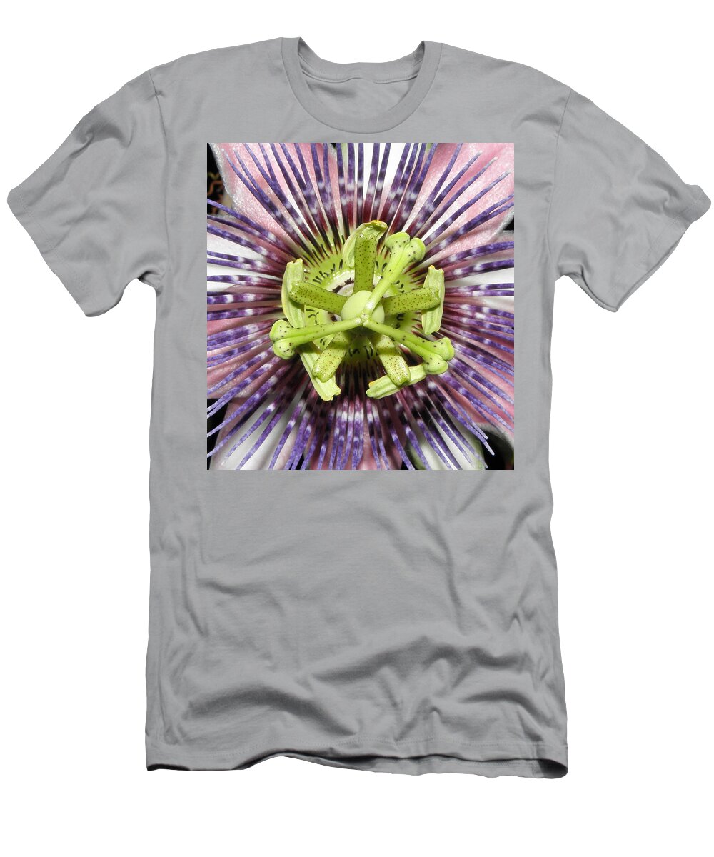 Purple Passion Flower T-Shirt featuring the photograph Macro Explosion by Kim Galluzzo
