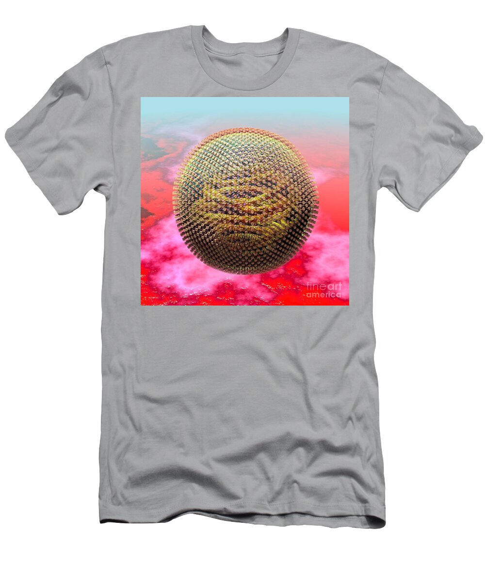 Biological T-Shirt featuring the digital art Measles Virus by Russell Kightley