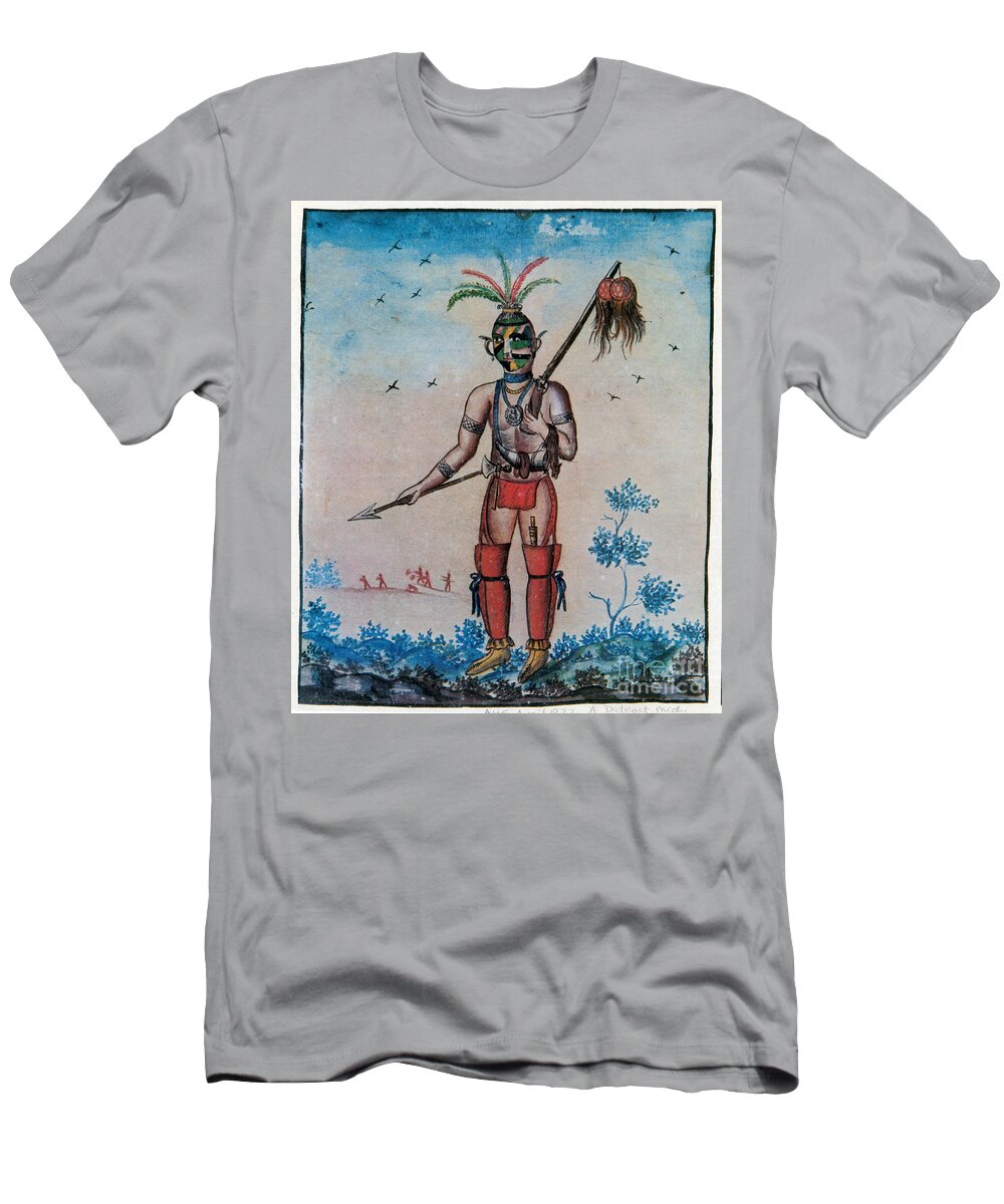Historic T-Shirt featuring the photograph Native American With Scalps Mid-18th C by Photo Researchers