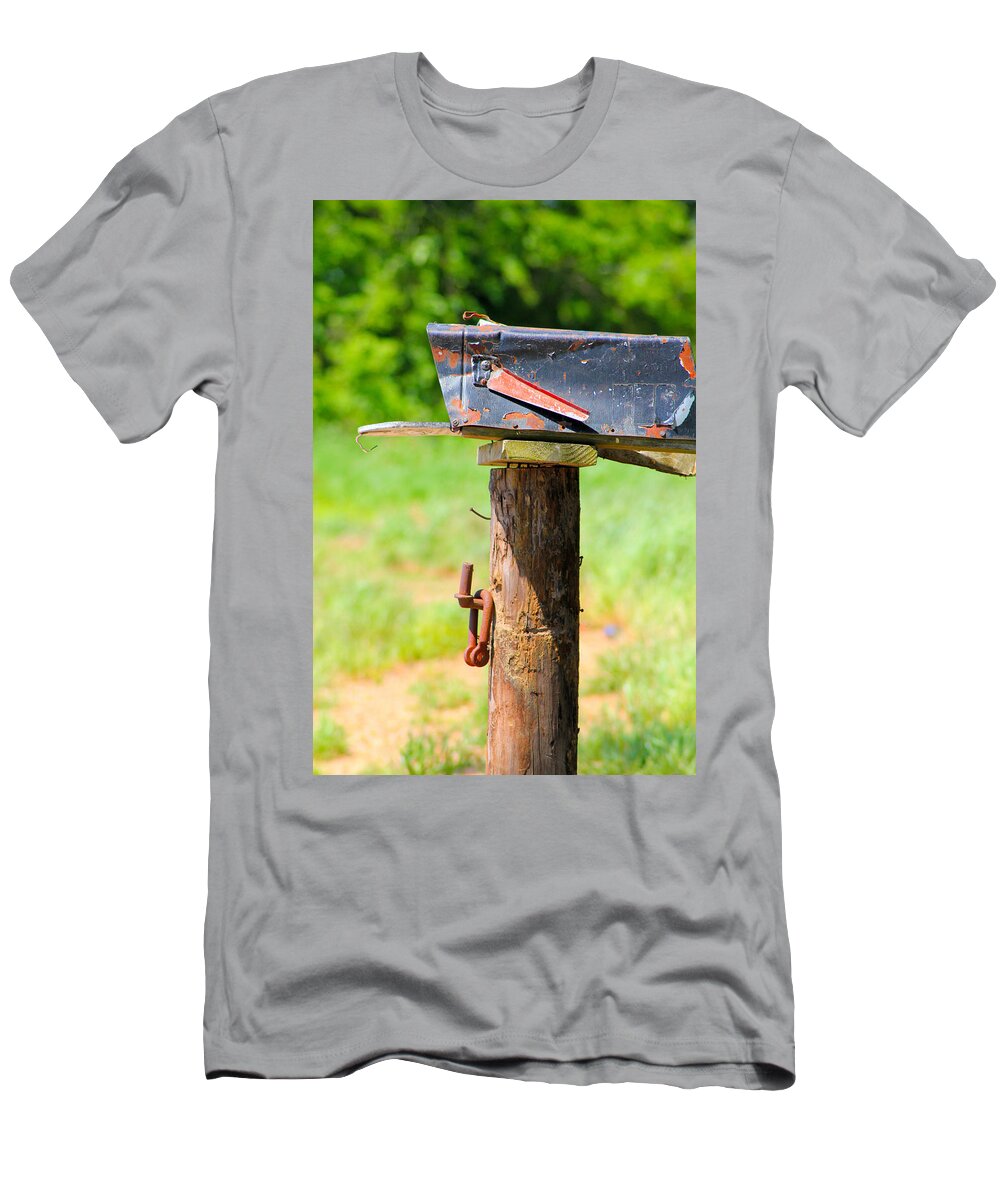Mailbox T-Shirt featuring the photograph Po Monkey's Po Mailbox by Karen Wagner