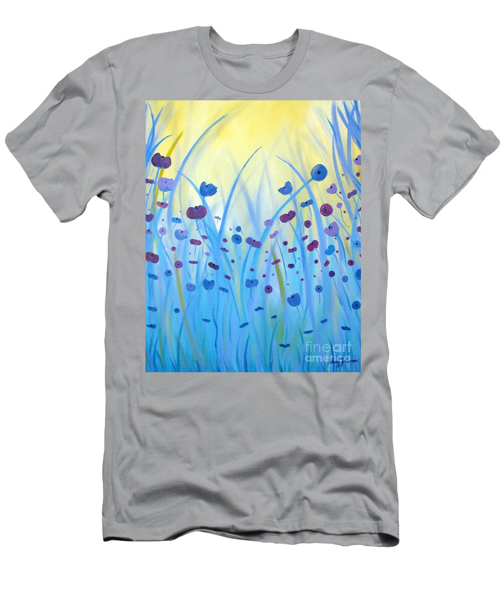 Poppies T-Shirt featuring the painting Poppies at Twilight by Stacey Zimmerman